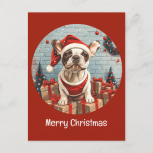 Merry Christmas French Bulldog Santa Dog Holiday Postcard