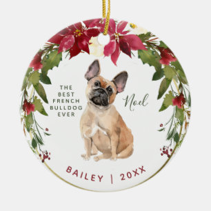 Merry Christmas French Bulldog Your Dog's Photo Ceramic Tree Decoration