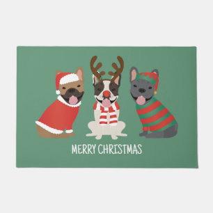 Merry Christmas French Bulldogs Doormat
