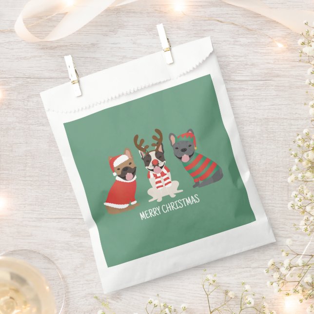 Merry Christmas French Bulldogs Favour Bags (Clipped)