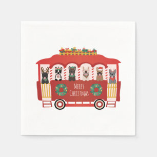 Merry Christmas French Bulldogs Holiday Trolly Napkin
