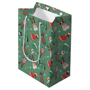 Merry Christmas French Bulldogs Medium Gift Bag