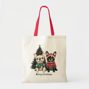 Merry Christmas French Bulldogs Tote Bag