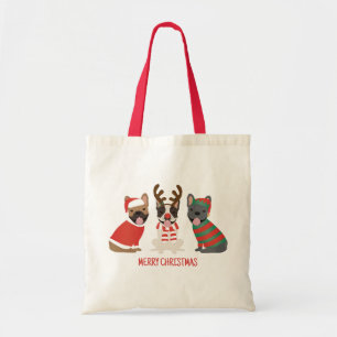Merry Christmas French Bulldogs Tote Bag