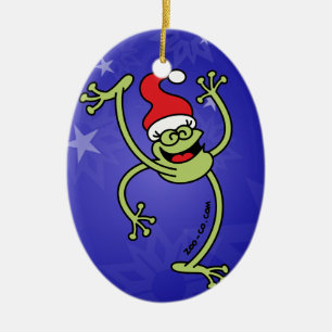 Merry Christmas Frog Ceramic Tree Decoration