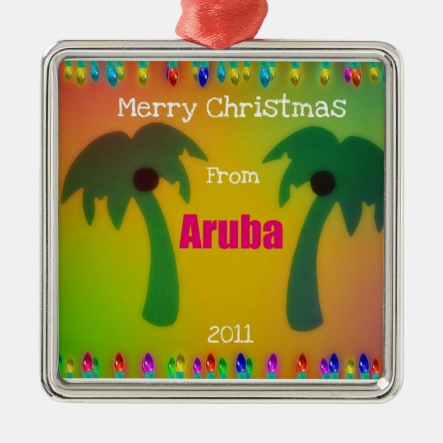 Merry Christmas from Aruba  2011 Metal Tree Decoration (Front)