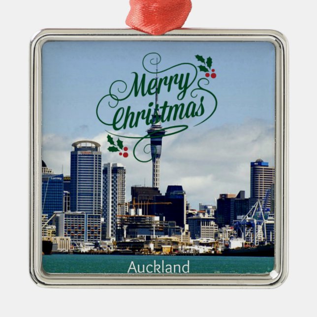 Merry Christmas from Auckland Metal Tree Decoration (Front)