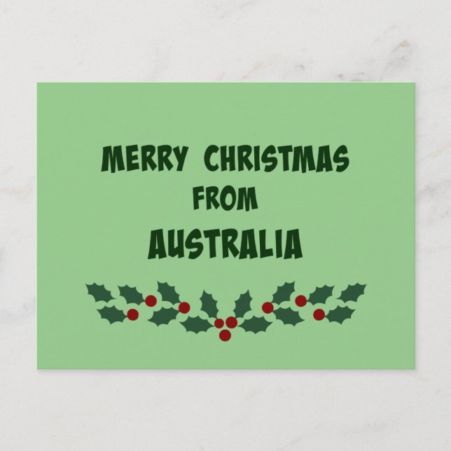 Merry Christmas from Australia Holiday Postcard (Front)