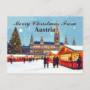 Merry Christmas from Austria Market Holiday Postcard
