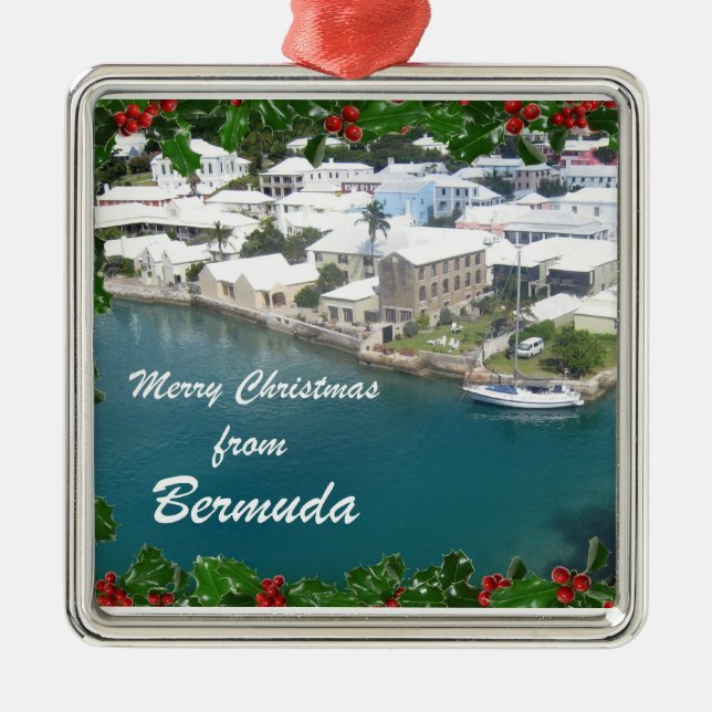 Merry Christmas from Bermuda Metal Tree Decoration (Front)