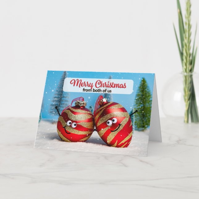 Merry Christmas From Both of Us Ornament Couple Holiday Card (Front)