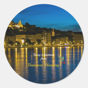 Merry Christmas from Budapest, Hungary Classic Round Sticker