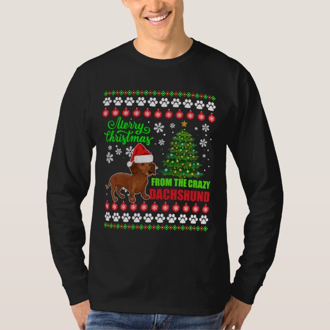 Merry Christmas From Dachshund Dog Ugly Sweater (Front)