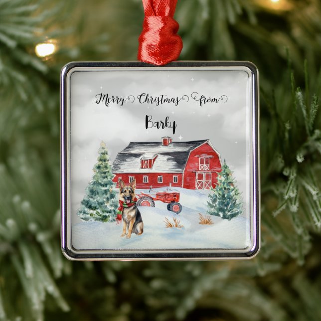 Merry Christmas from Dog's Name Metal Tree Decoration (Tree)
