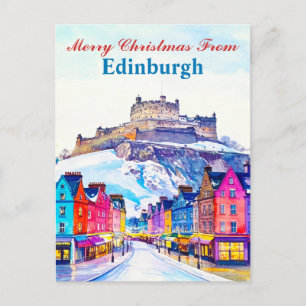 Merry Christmas from Edinburgh Scotland Winter Postcard