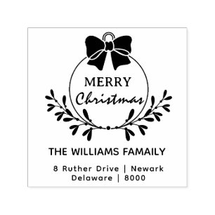 Merry Christmas From Family Name Return Address Self-inking Stamp