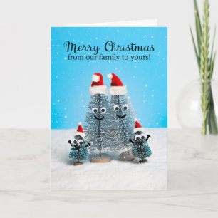 Merry Christmas From Family of Four Trees Holiday Card