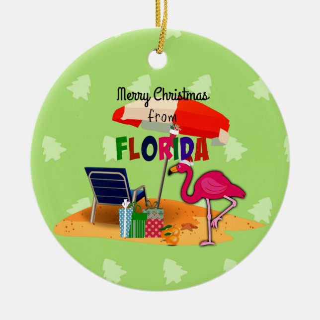 Merry Christmas from Florida Ceramic Tree Decoration (Front)