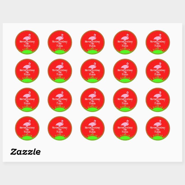 Merry Christmas from Florida, Classic Round Sticker (Sheet)