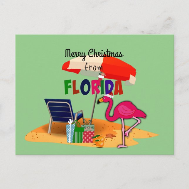 Merry Christmas from Florida, colourful fun design Holiday Postcard (Front)