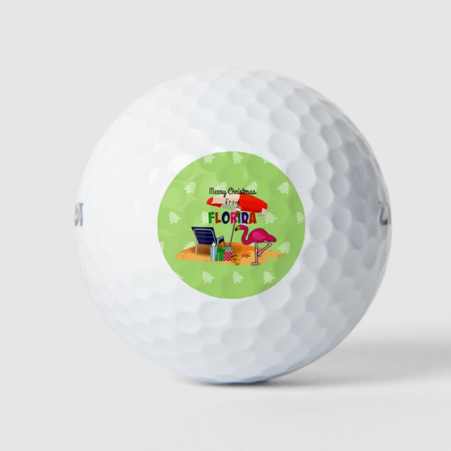 Merry Christmas from Florida, colourful Golf Balls (Front)