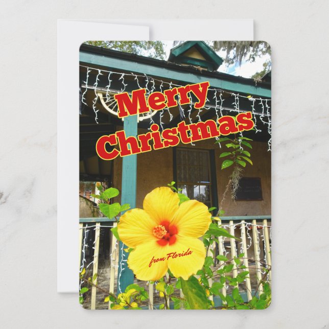 Merry Christmas from Florida Tropical Hibiscus Holiday Card (Front)
