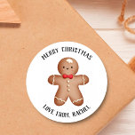 Merry Christmas From Gingerbread Man Noel Xmas Classic Round Sticker<br><div class="desc">Merry Christmas From Gingerbread Man Noel Xmas Sticker</div>