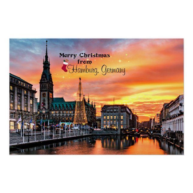 Merry Christmas from Hamburg, Germany Poster (Front)