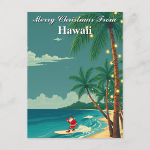 Merry Christmas from Hawaii Tropical Santa Surfing Postcard