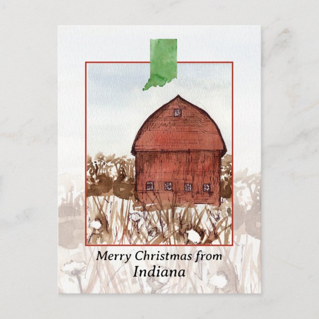 Merry Christmas from Indiana Barn Farm Winter  Holiday Postcard (Front)