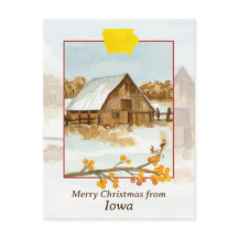Merry Christmas from Iowa Barn Farm Winter Snow 