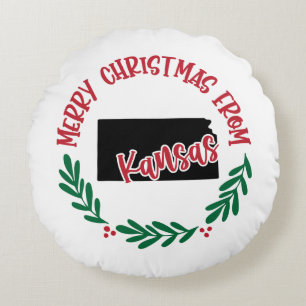 Merry Christmas From Kansas Red Green Round Cushion