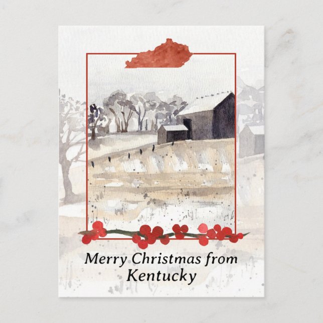 Merry Christmas from Kentucky Farm Winter Snow Holiday Postcard (Front)