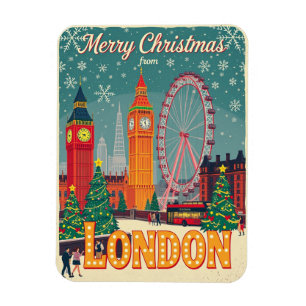 Merry Christmas from London Vintage Retro Magnet