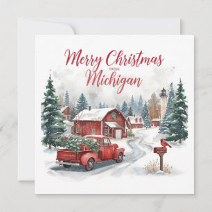 Merry Christmas from Michigan – Cosy Winter  Holiday Card