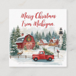 Merry Christmas from Michigan – Cosy Winter  Square Business Card