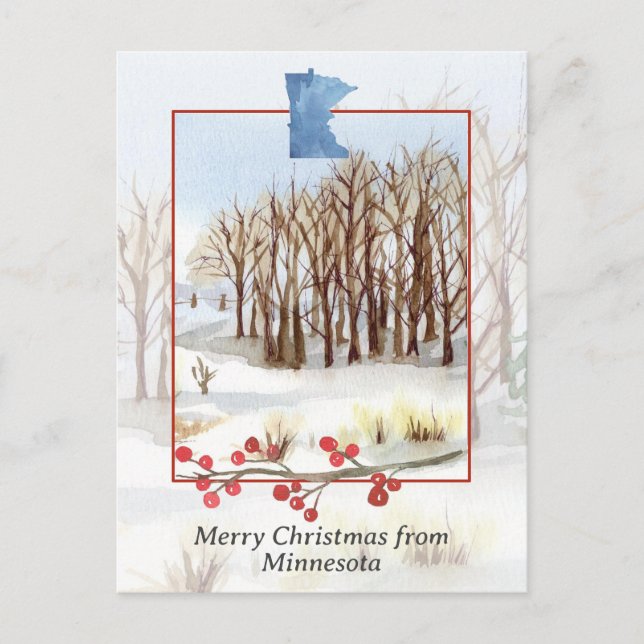 Merry Christmas from Minnesota Winter Landscape Postcard (Front)