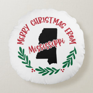 Merry Christmas From Mississippi US Red Green Round Cushion