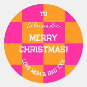 Merry Christmas From Mum and Dad Bright Gift Tag