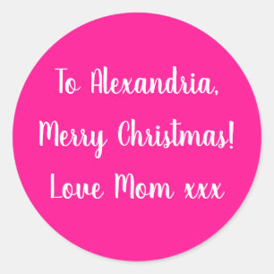Merry Christmas from Mum Hot Pink gift tag
