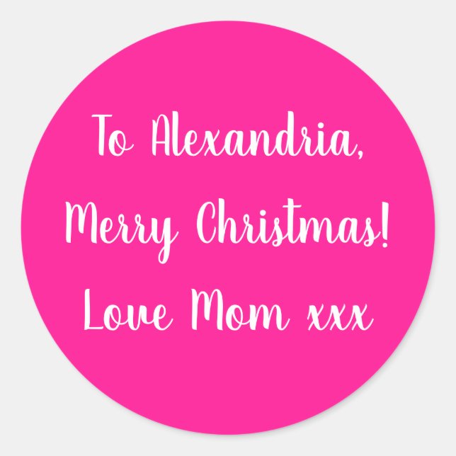 Merry Christmas from Mum Hot Pink gift tag (Front)