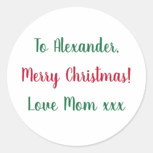 Merry Christmas from Mum Red and Green Classic Round Sticker