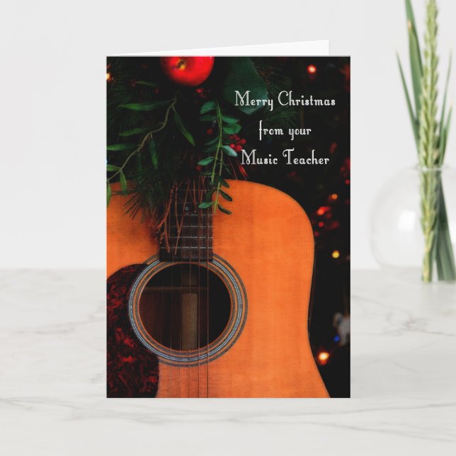 Merry Christmas from Music Teacher Joyful Song Holiday Card (Front)