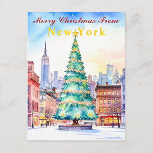 Merry Christmas from New York Festive Tree Postcard