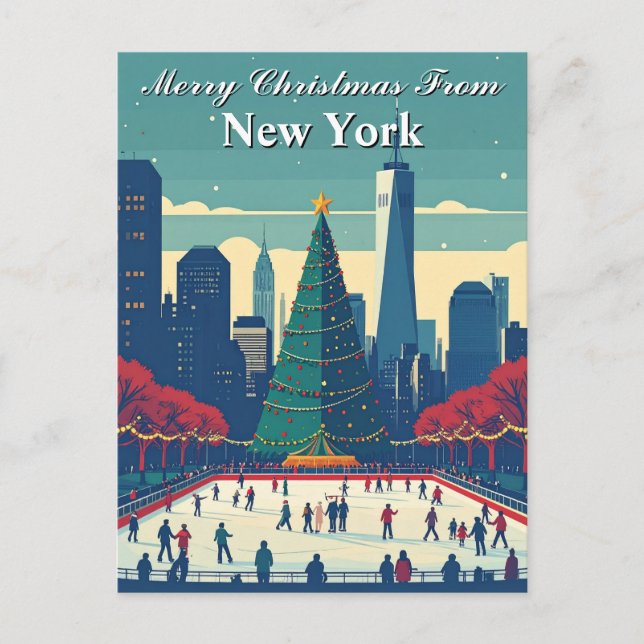 Merry Christmas from New York Ice Rink Holiday Postcard (Front)