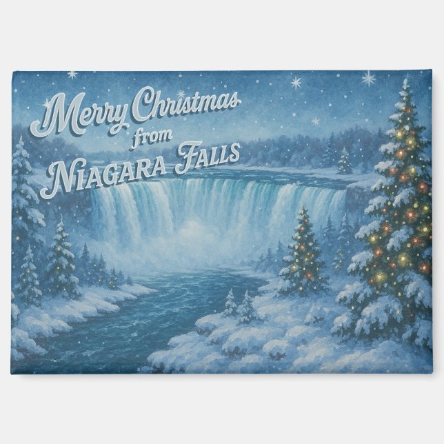 Merry Christmas from Niagara Falls Winter Magnet (Front)