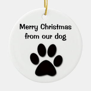 MERRY CHRISTMAS FROM OUR DOG-ORNAMENT CERAMIC TREE DECORATION