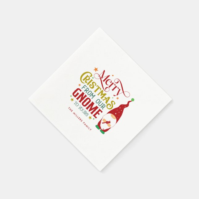 Merry Christmas From Our Gnome To Yours Napkin (Corner)
