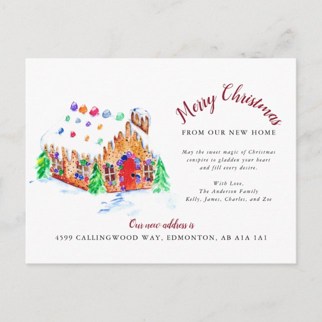 Merry Christmas from our New Home Moving Address A Holiday Postcard (Front)
