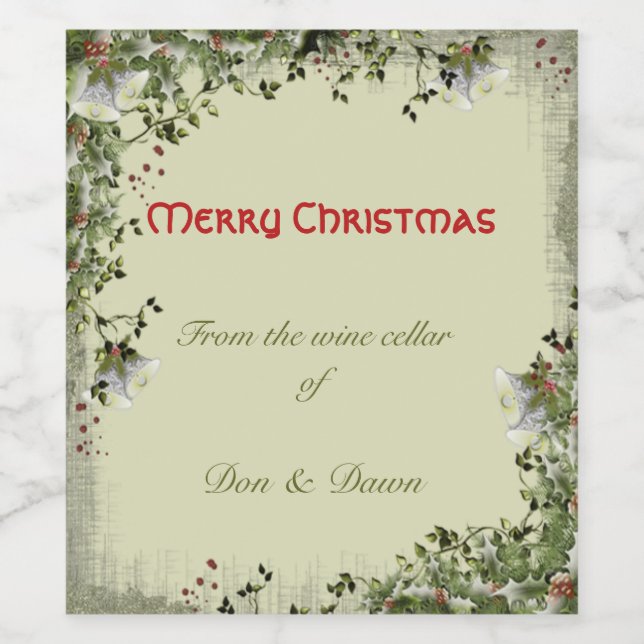 Merry Christmas From Our Wine Cellar Wine Label (Single Label)